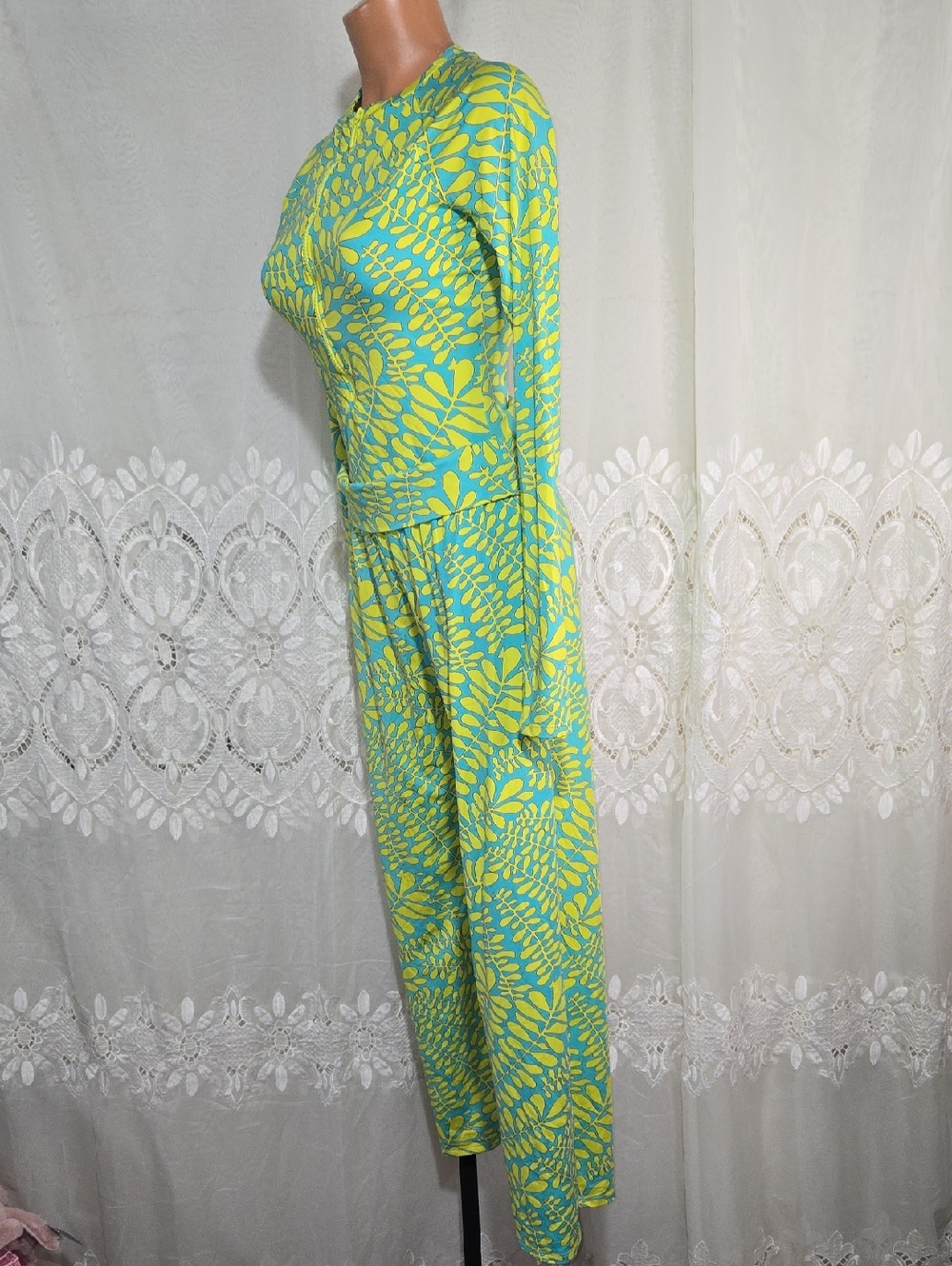 Trina Turk Swim Set Long Sleeve One Piece And Pant Cover Up Resort Wear - Picture 3 of 7